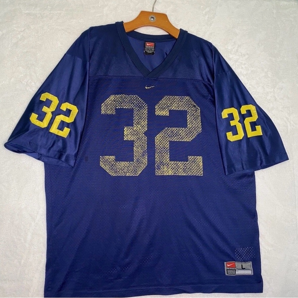 Michigan Wolverines #32 Vintage Nike Football Jersey NCAA Thomas L Blue Yellow